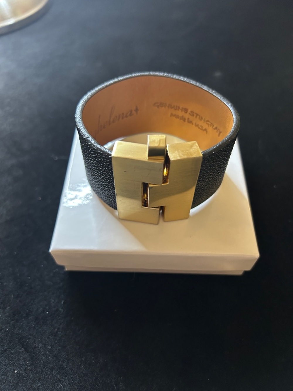 Leighelena Wide Cuff Bracelet made with Genuine Black Stingray